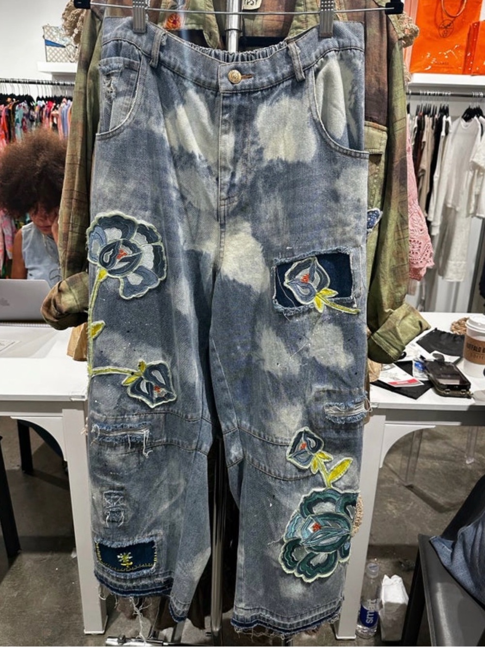 Women’s Relaxed Embroidered Patchwork Denim Pants XS/S